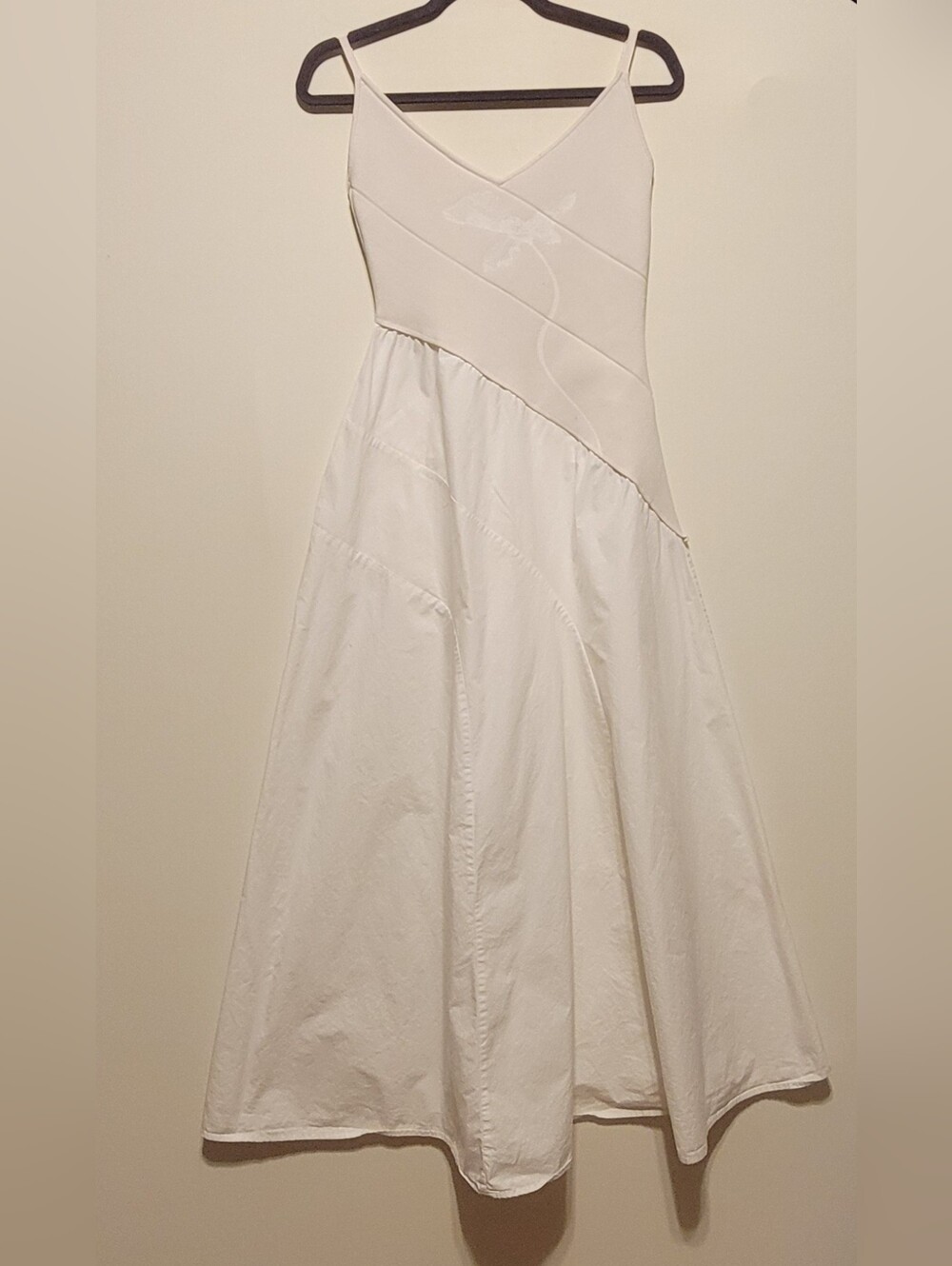 PH5 White Midi Dress with V-Neck and A-Line Skirt color changing uv